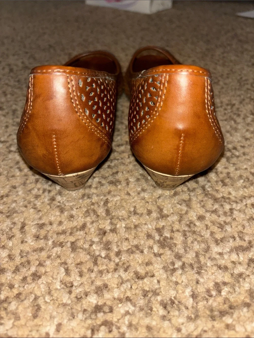 dexflex comfort Brown Peep-Toe Laser-Cut Wedges